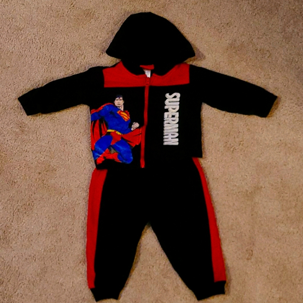 18 mth Superman zipup hoodie and pants